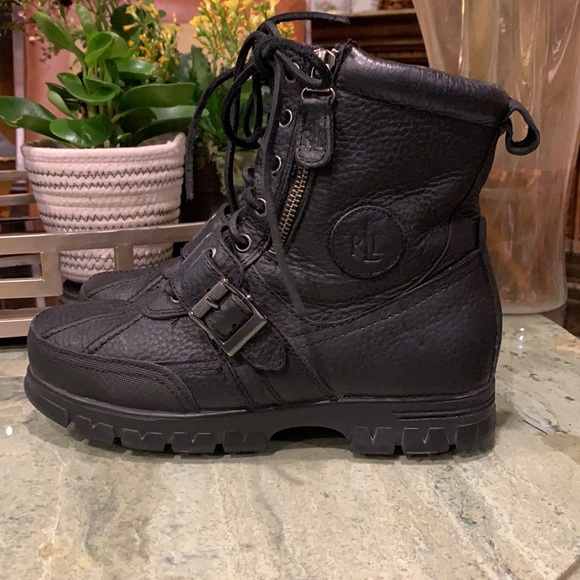 RALPH LAUREN  QUANITA BLACK LEATHER BOOTS, SIZE 7.5 B - Picture 4 of 15